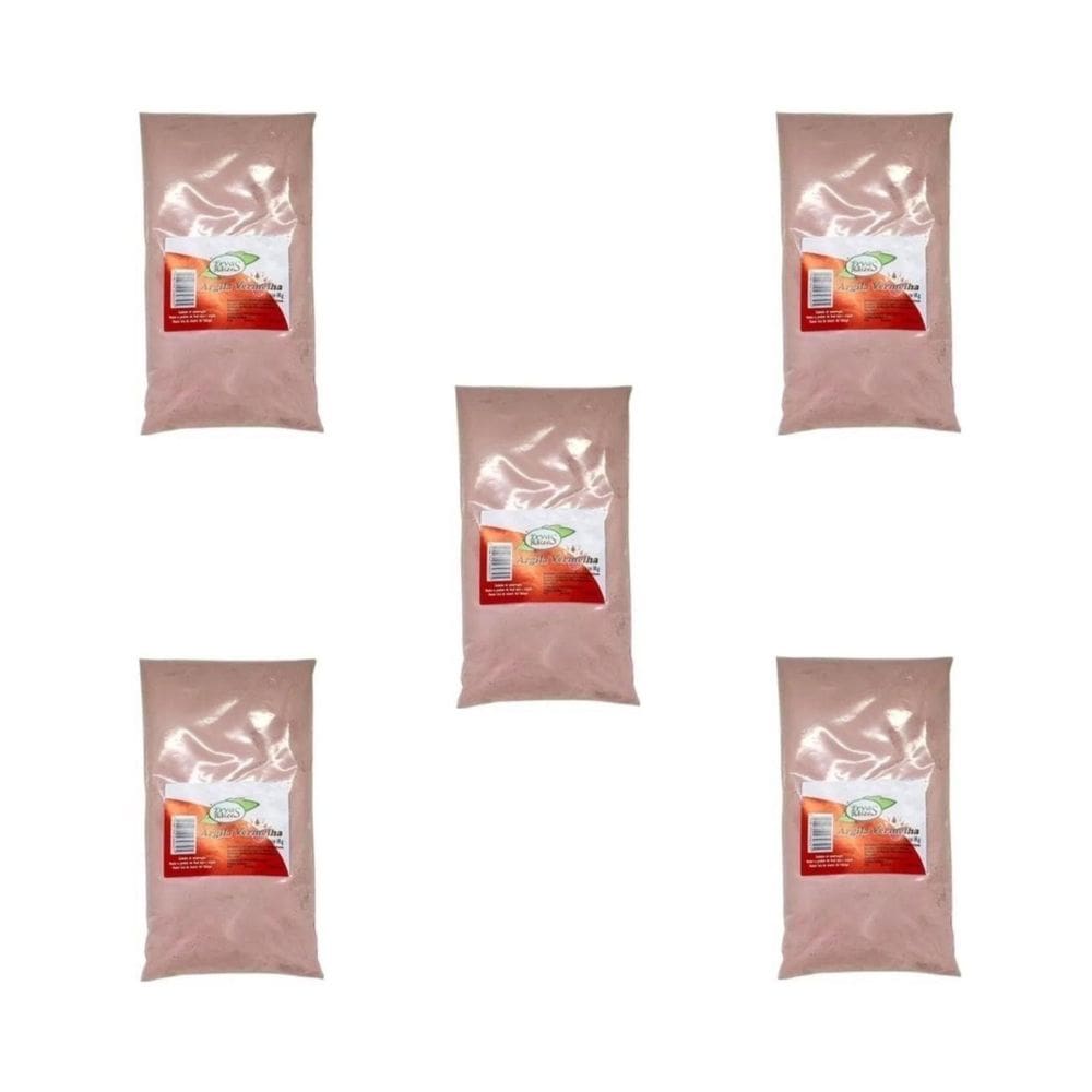 Kit Argila Vermelha 5Kg 100% Pura Ervas E Raízes
