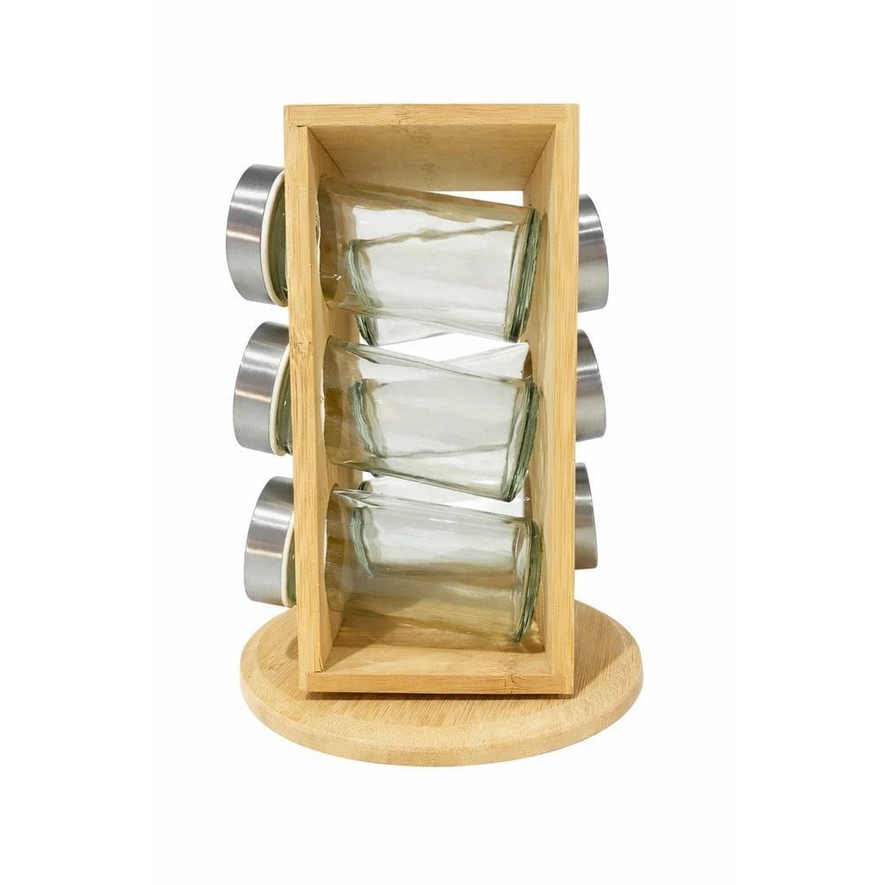 Porta Condimentos De Bambu Giratório 6 Peças Taste
