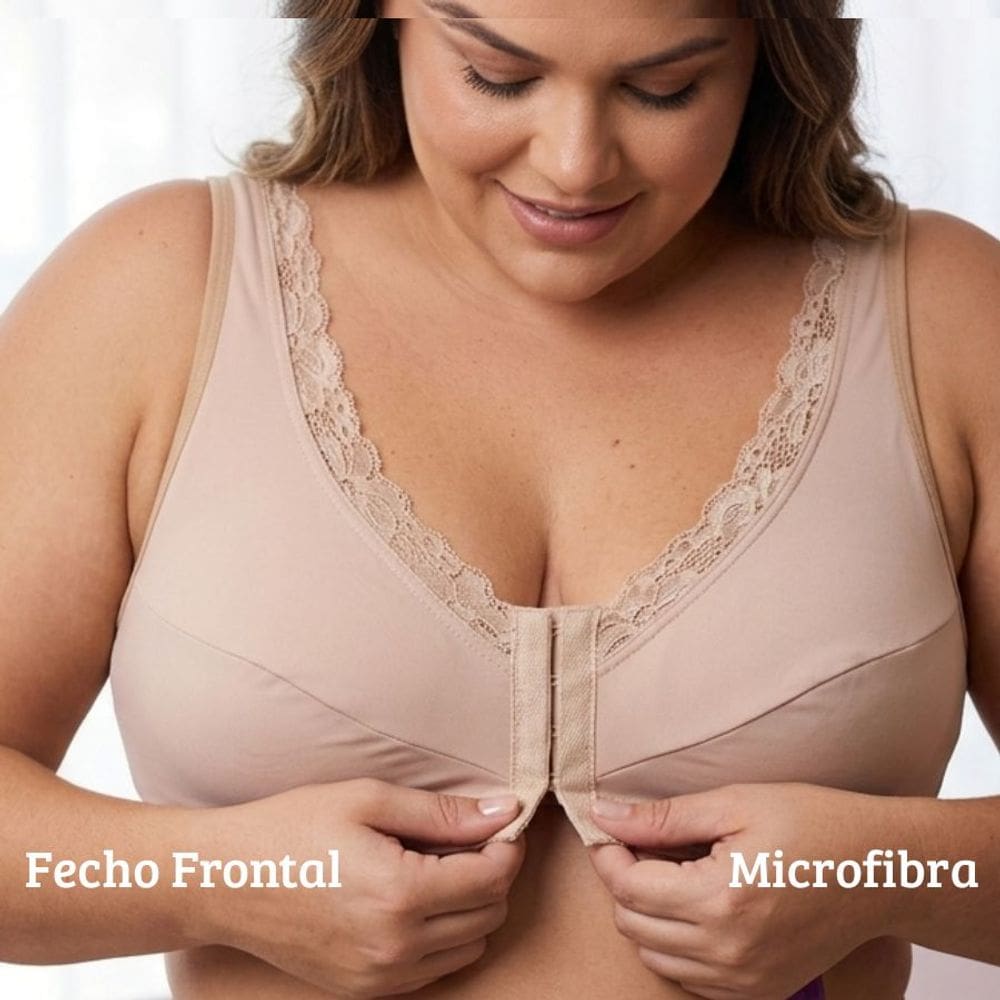 Top Com Abertura na Frente Sutia Fecho Frontal Microfibra