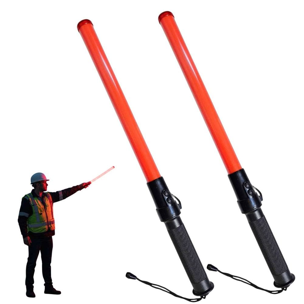 Bastao Sinalizador Viario LED  Kit 2 Apito Grande Emergencia Transito Obra Balizador Frentista Manobrista Segurança