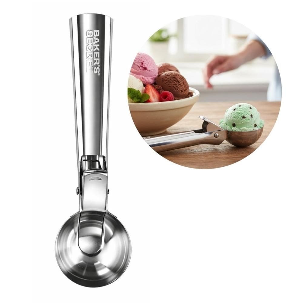 Colher Pegador para Sorvete Açai Sobremesa Com Gatilho Inox