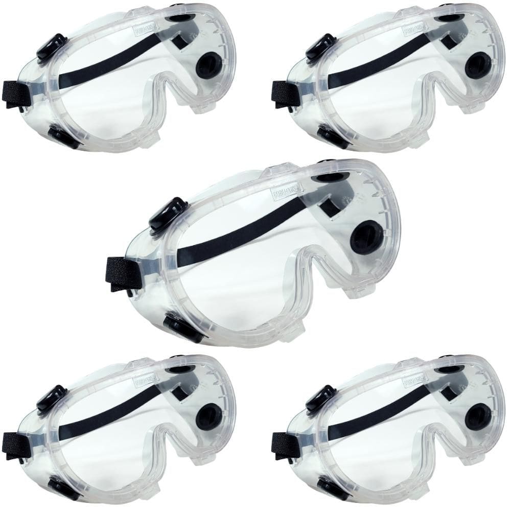 Kit 5 Óculos de Proteção Ampla Visão Antirrisco Antiembaçante Incolor Valvulado Vvision 40 EPI Volk