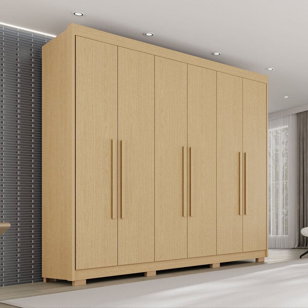 Guarda Roupa Casal com Pés 6 Portas 6 Gavetas 100% Mdf Itália Plus Jequitiba
