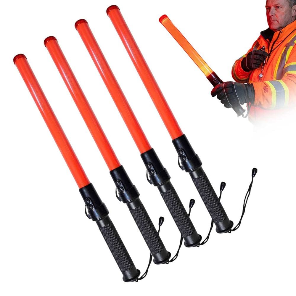 Bastao Sinalizador LED Apito Kit 4 Viario Balizador Emergencia Transito Obra Frentista Segurança