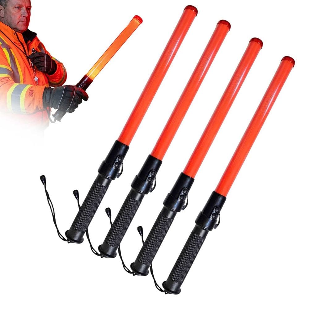 Bastao Sinalizador Viario Kit 4 Uni Apito Segurança Transito Estacionamento Guarda Obra Emergencia