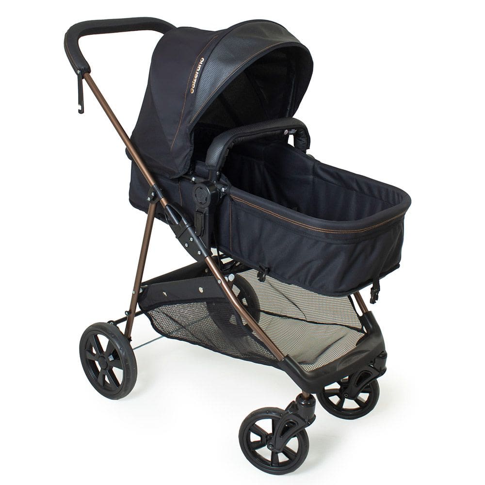 Carrinho de Bebê Galzerano Napoli G22 Preto Cobre Função 2 em 1: Carrinho e Berço Moisés.