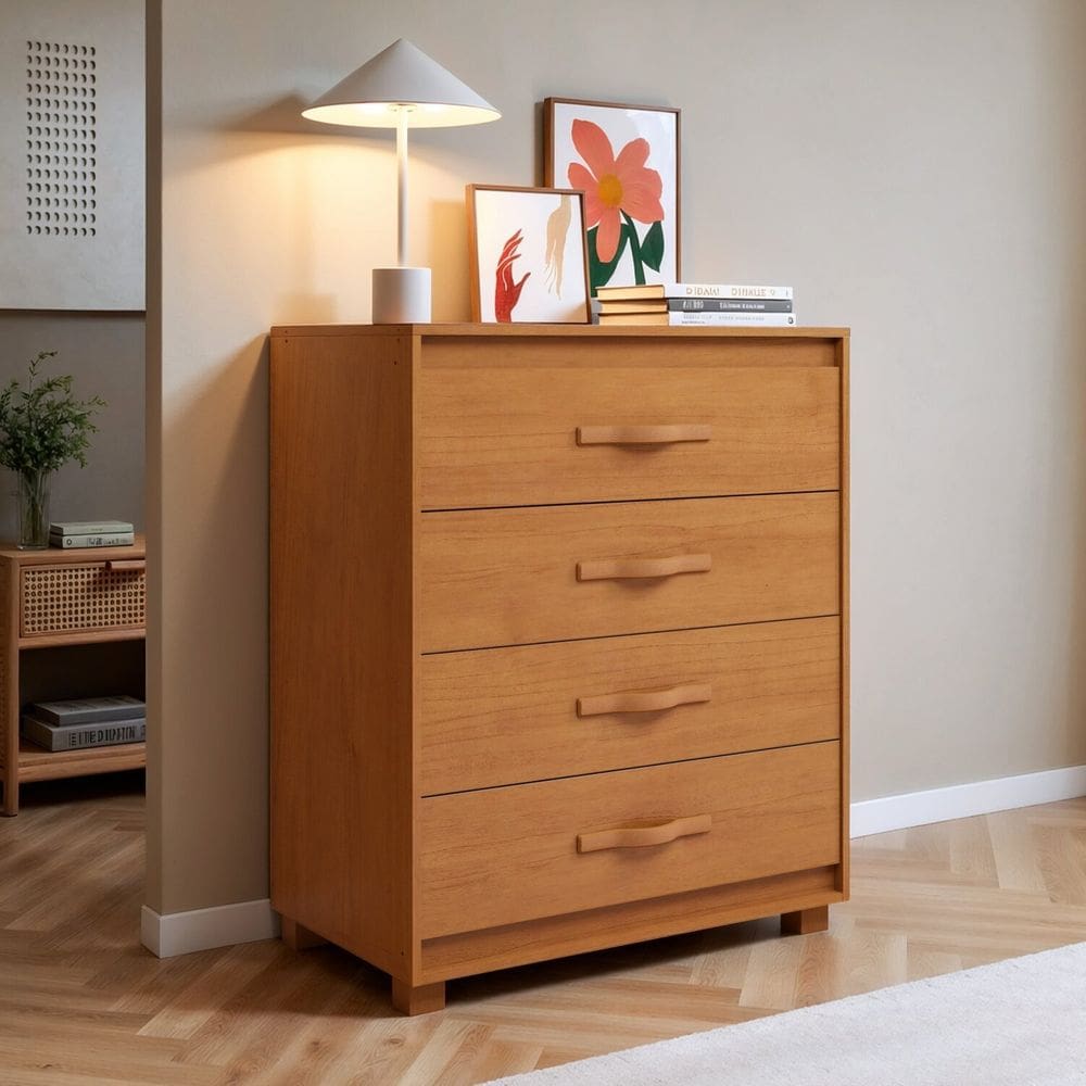 Cômoda 4 Gavetas Puxador Softfeel Suavitá Amêndoa Clean