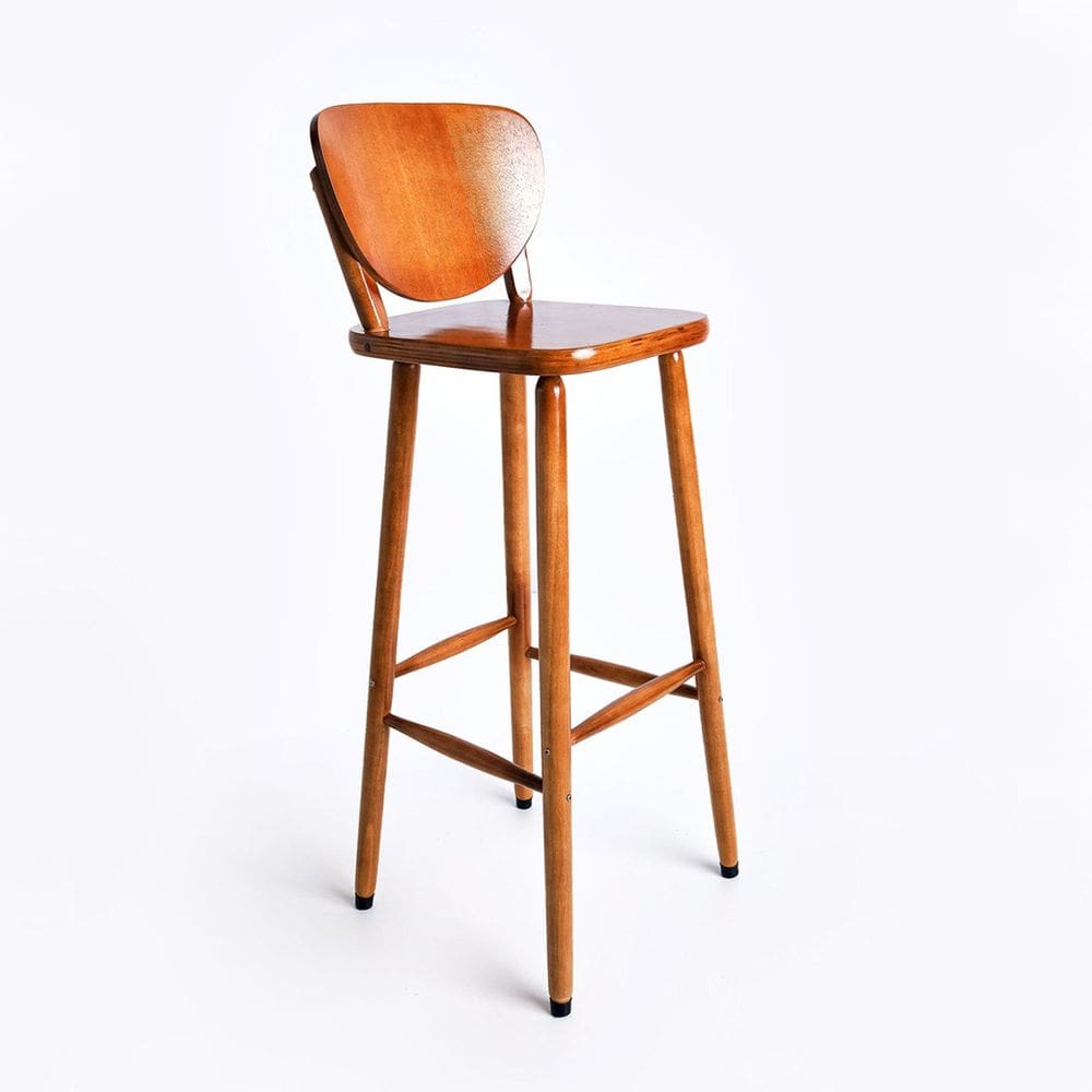 Banqueta Alta Bistrô em Madeira Torneada Imbuia Yescasa Imbuia