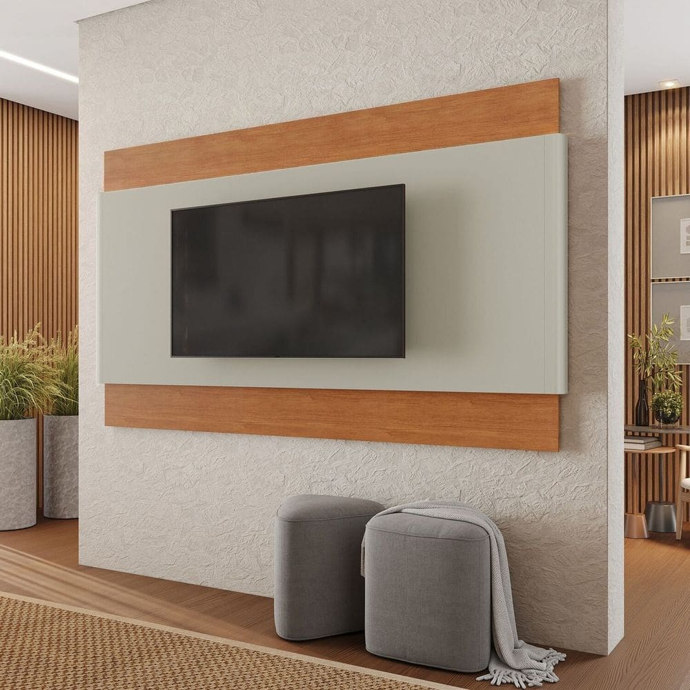 Painel Suspenso para Tv até 65 Polegadas Aros 225cm 100% Mdf Naturale/Off White