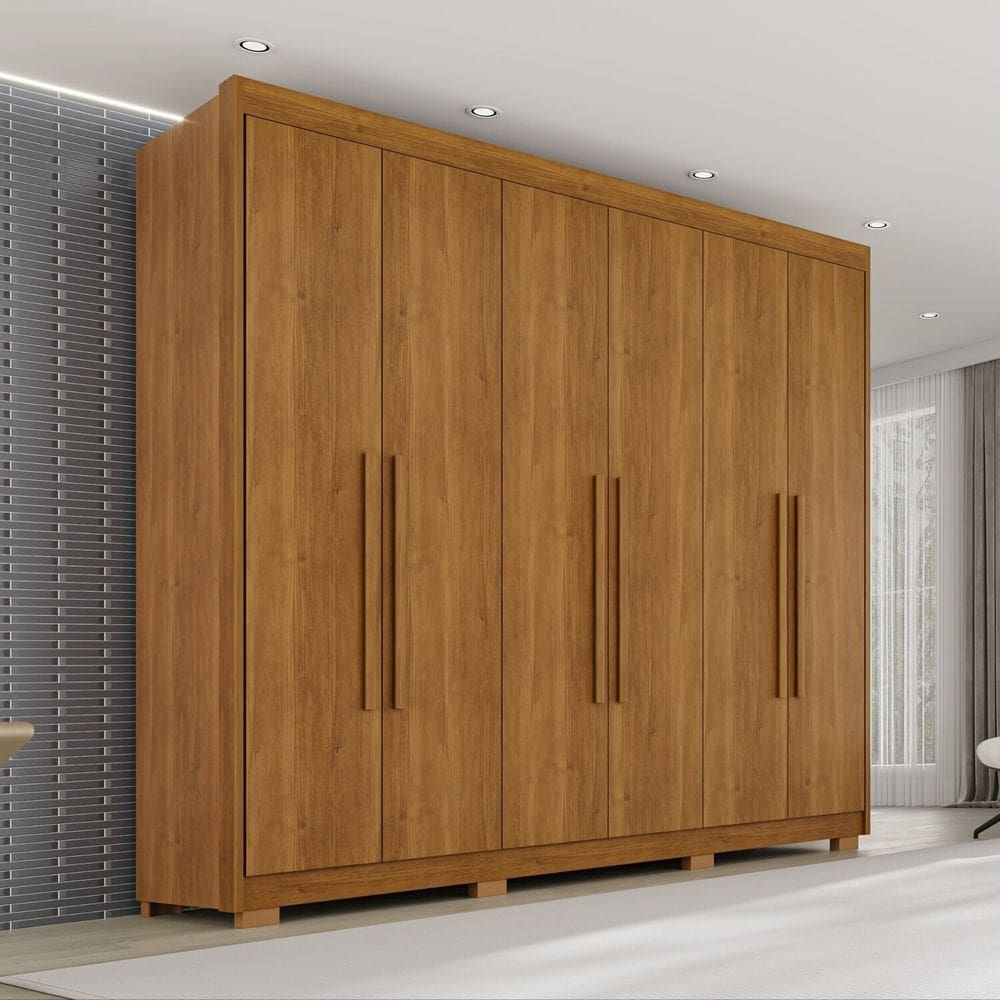 Guarda Roupa Casal com Pés 6 Portas 6 Gavetas 100% Mdf Itália Plus Cinamomo