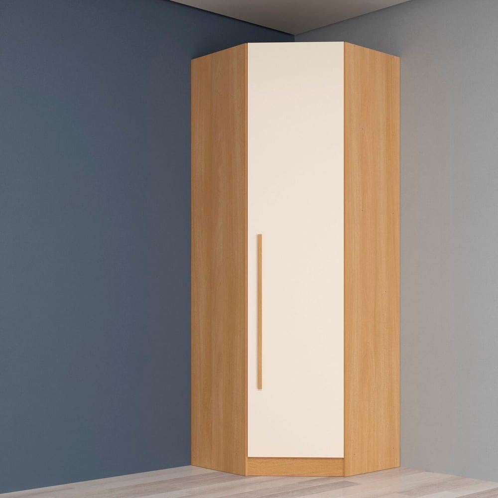 Guarda-roupa Modulado Canto Oblíquo 1 Porta San Diego Yescasa Tauari Ambar/Off White