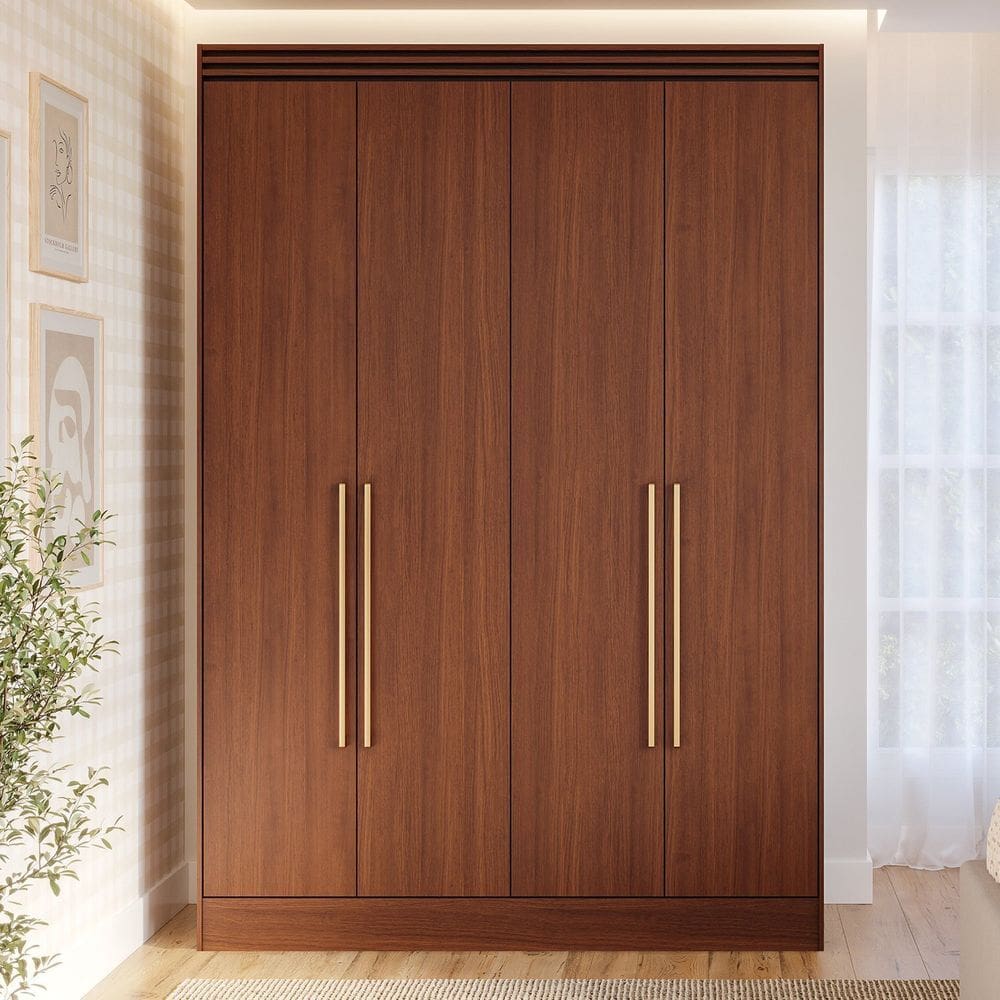 Guarda-roupa Solteiro 4 Portas 159cm 100% Mdf Lumiar Espresso Móveis Jequitiba