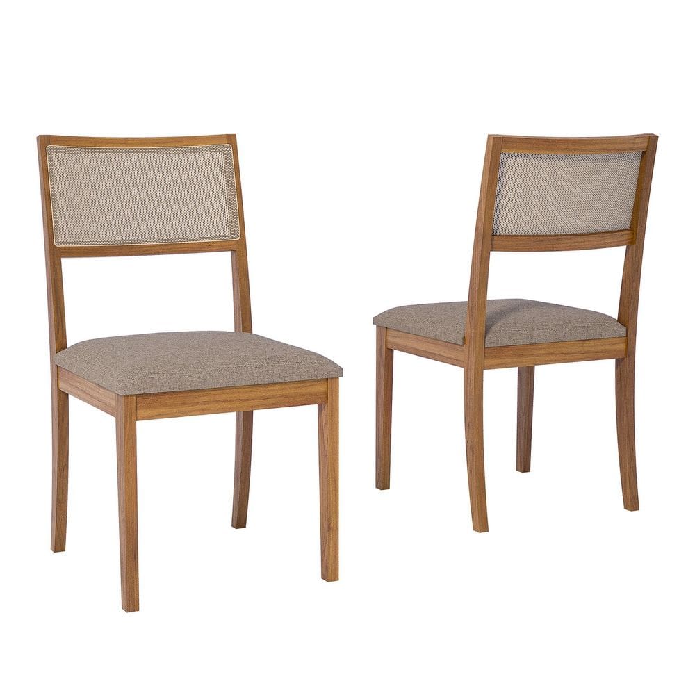 Jogo 2 Cadeiras para Sala de Jantar Kiwi Natuame Madeira/Linho bege