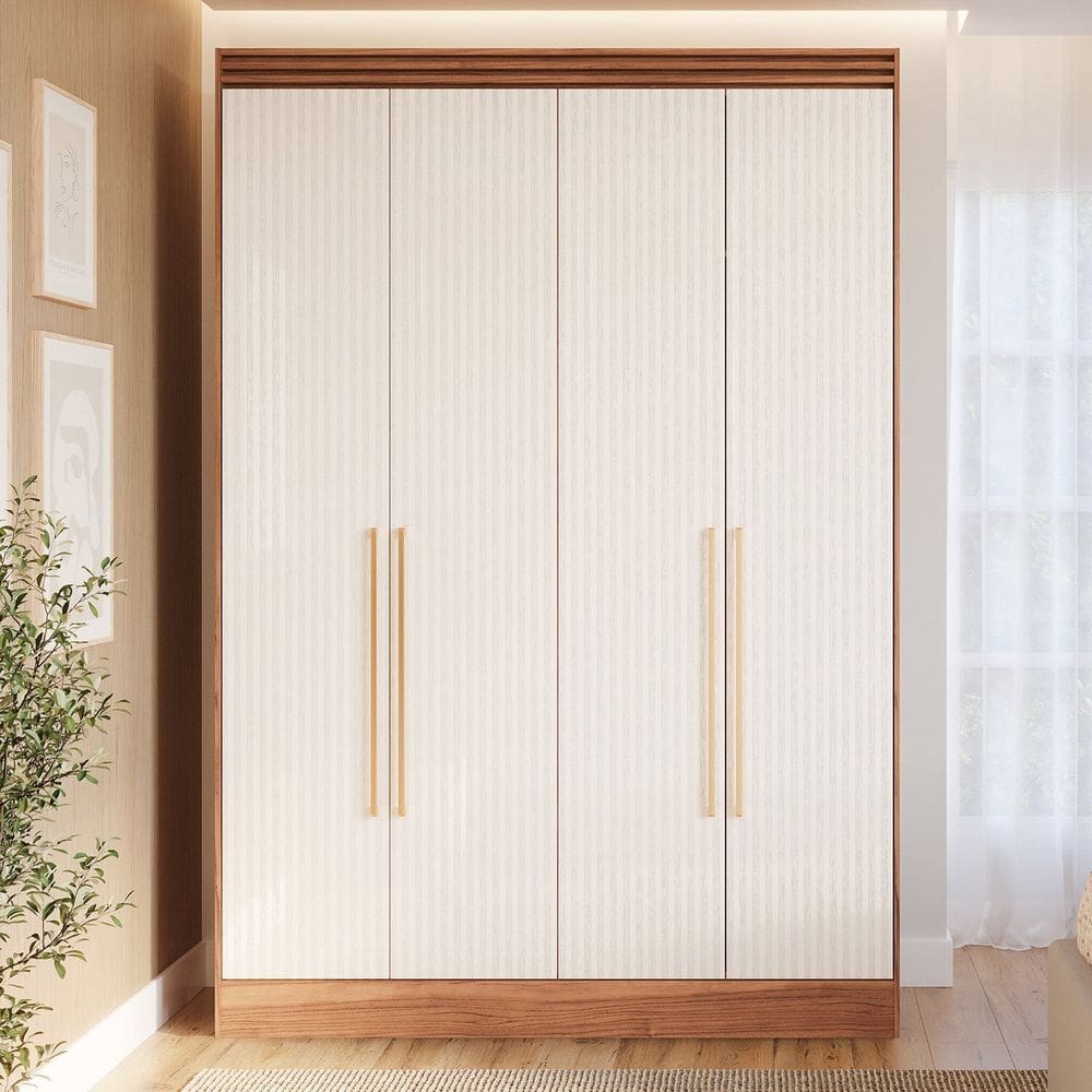 Guarda-roupa Solteiro 4 Portas 159cm 100% Mdf Lumiar Espresso Móveis Marrom