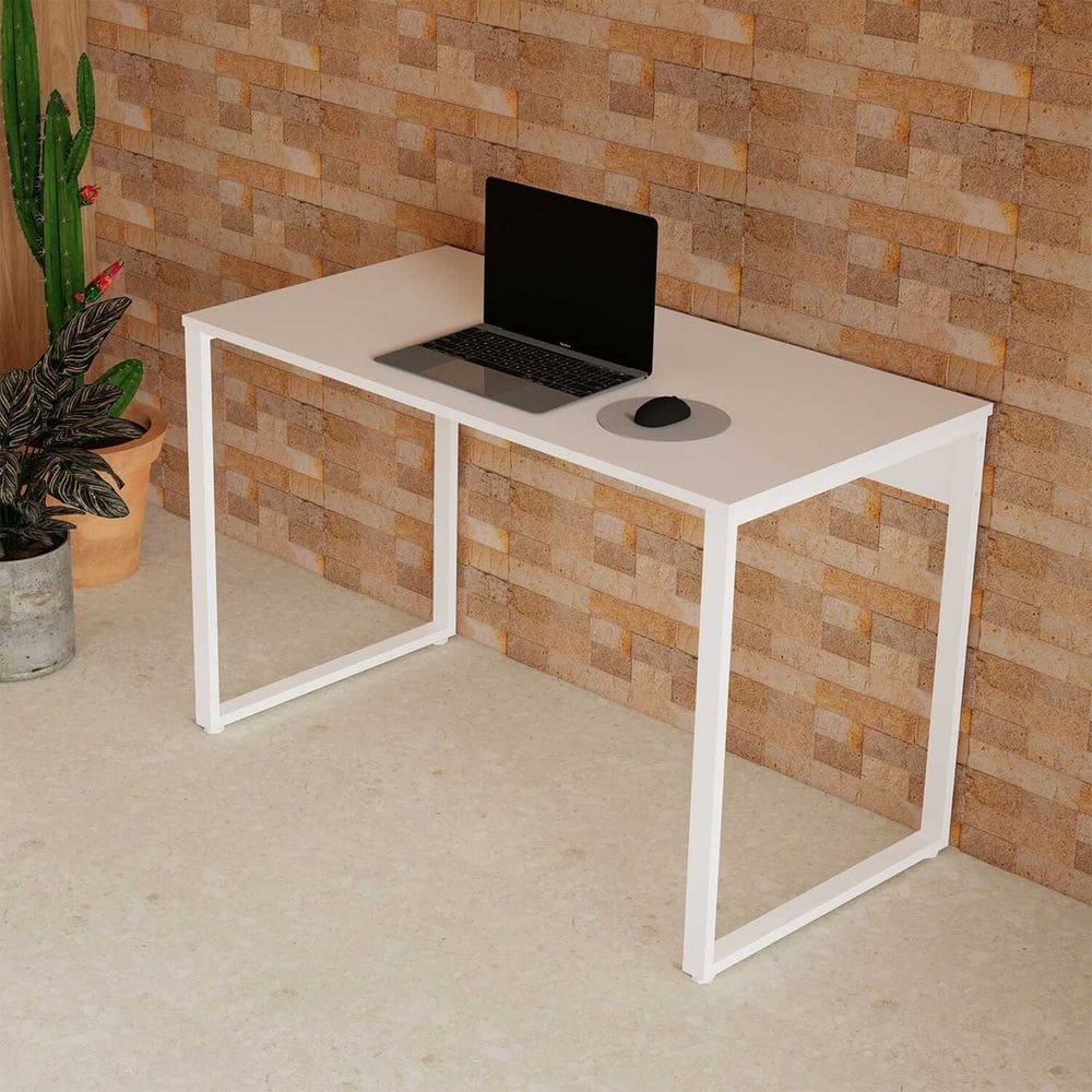 Mesa Escrivaninha Industrial para Notebook Home Office Estudos Escritório F5 Branco