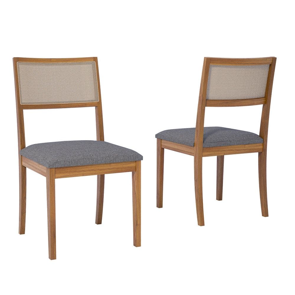 Jogo 2 Cadeiras para Sala de Jantar Kiwi Natuame MADEIRA/LINHO GRAFITE