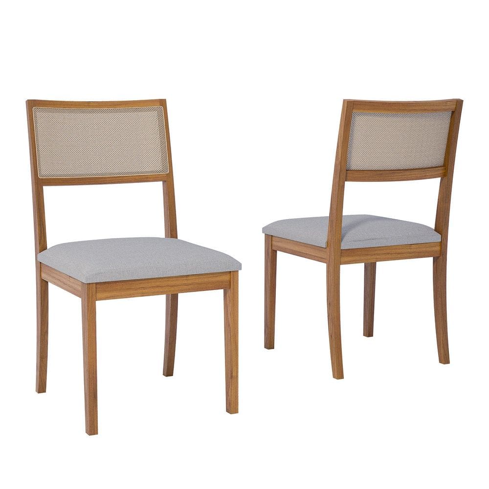 Jogo 2 Cadeiras para Sala de Jantar Kiwi Natuame MADEIRA/LINHO CINZA