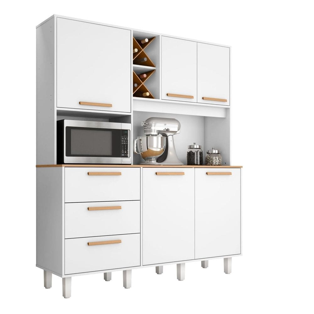 Kit Max Armário para Cozinha 5 Portas 3 Gavetas 1,60 M Branco
