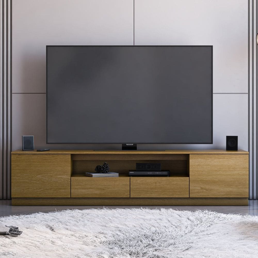 Rack para Tv 85 Polegadas 2 Portas 2 Gavetas Liz Yescasa Carvalho