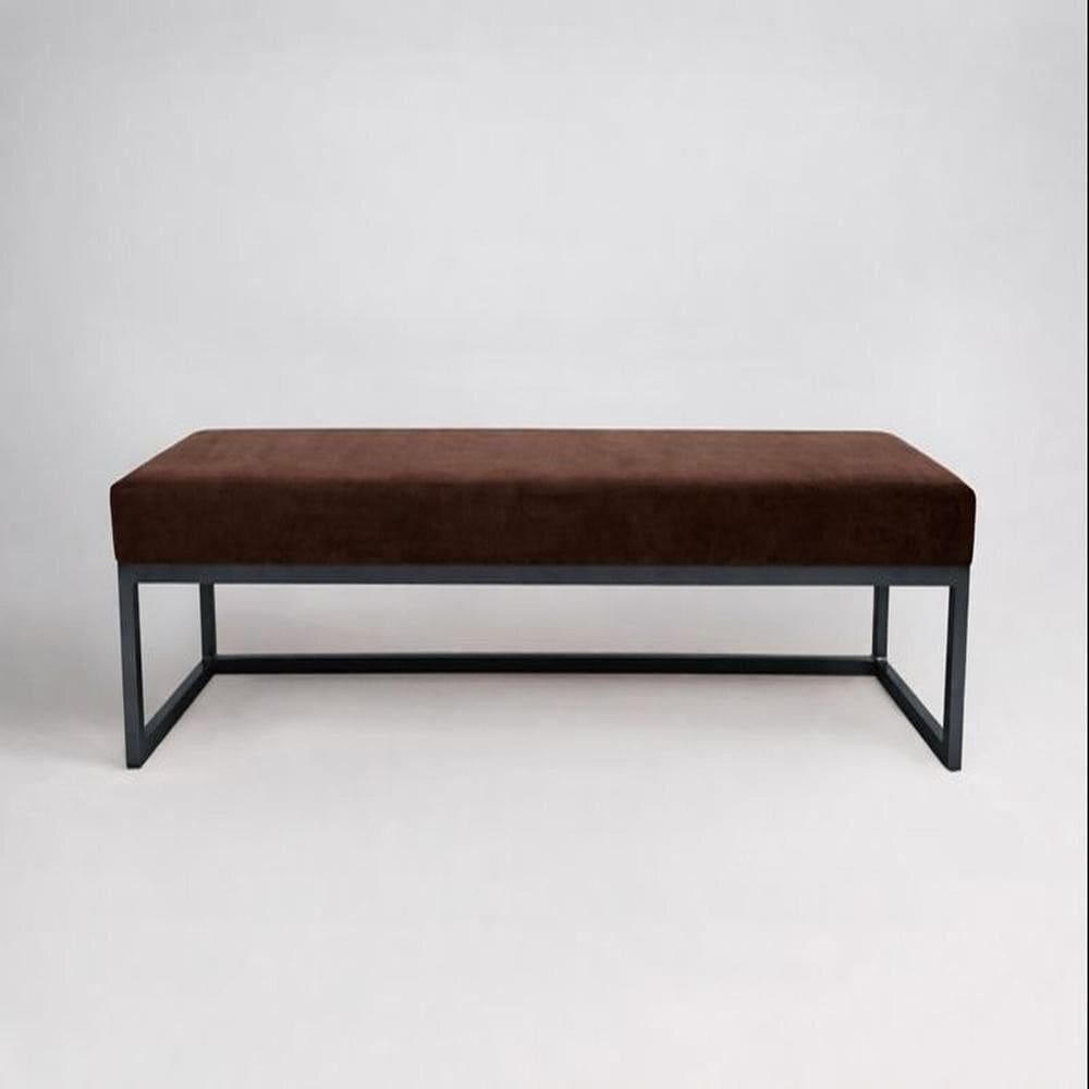 Puff para Quarto 140x40cm Veludo Ted Marrom/Preto