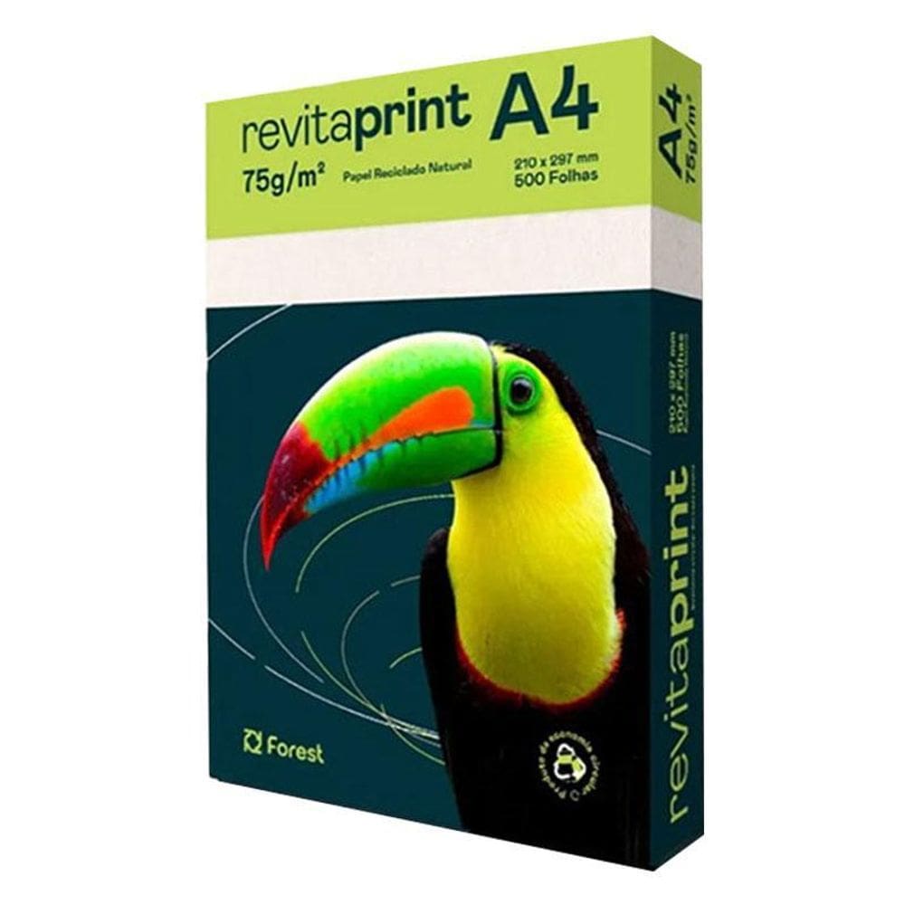 Papel Sulfite A4 75g 500 Folhas Reciclado Natural New - Revita Print