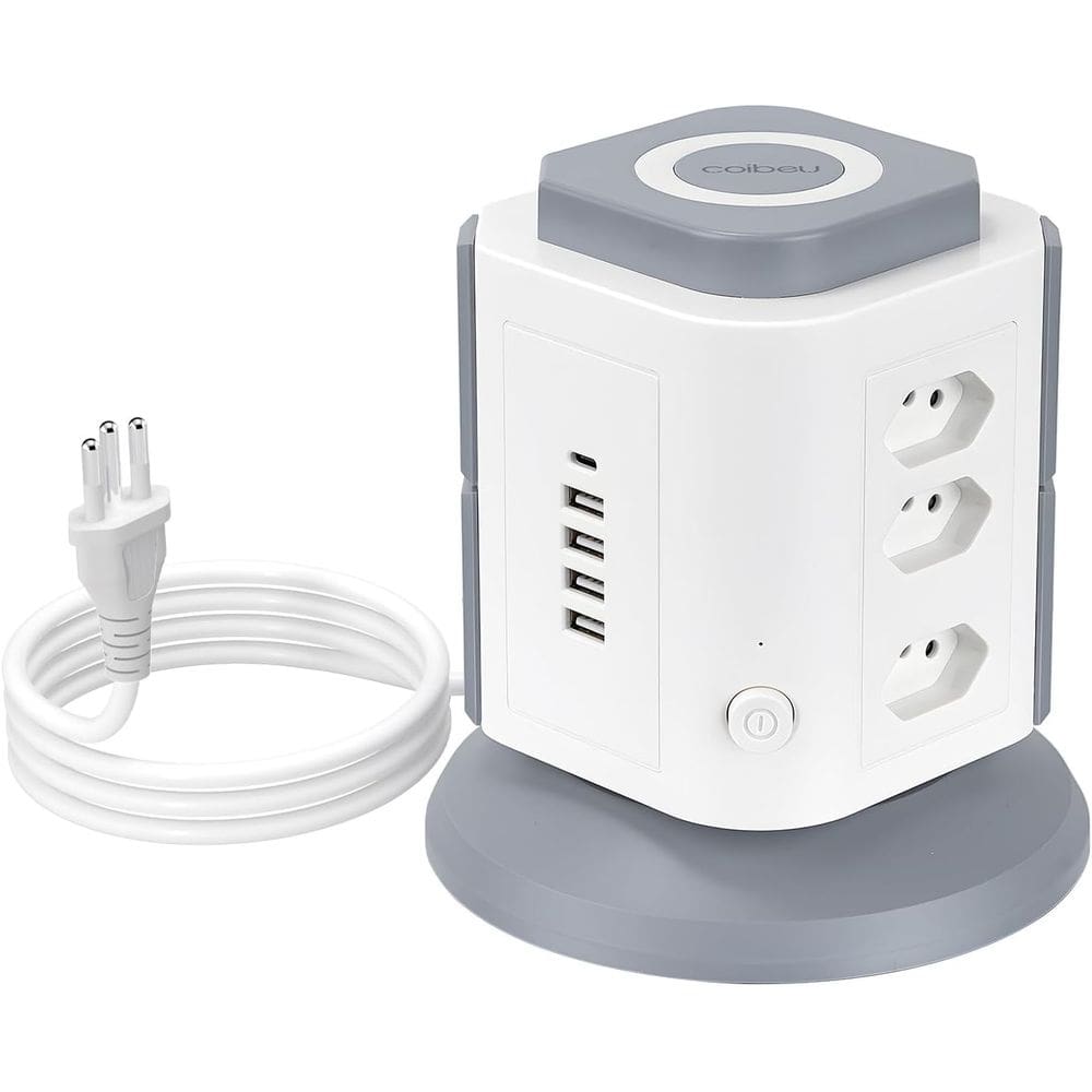 Tomadas Extensão De Torre 9tomadas 4u 1pd Coibeu Série Luar Cor Branco WKC-HY503