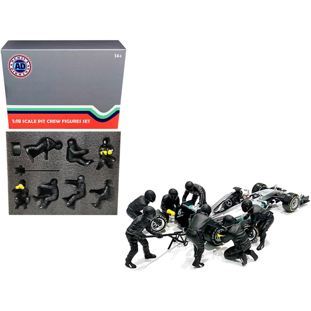 Conjunto de Figuras Equipe de Box da Fórmula 1 American Diorama 7 pcs 1/18