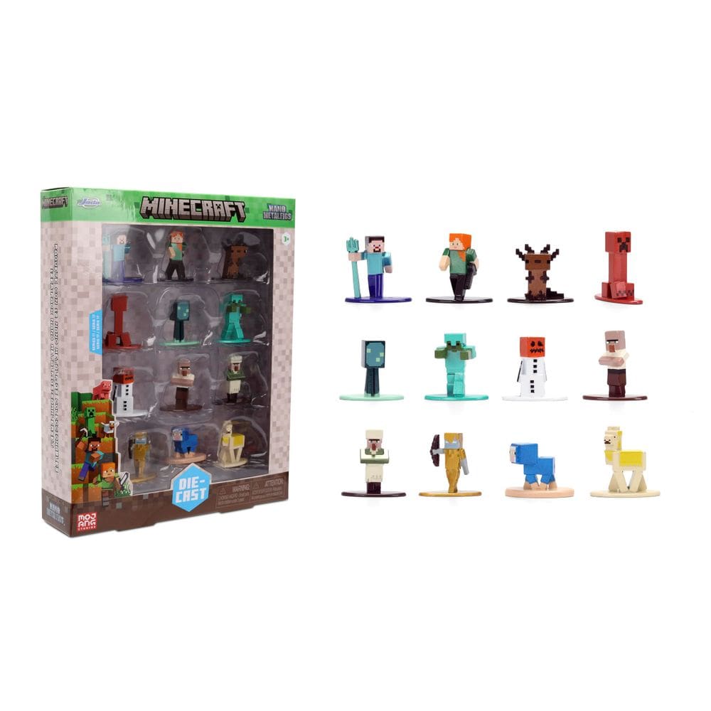 Boneco fundido sob pressão, pacote com 12 Jada Minecraft Nano Metalfigs Series 17