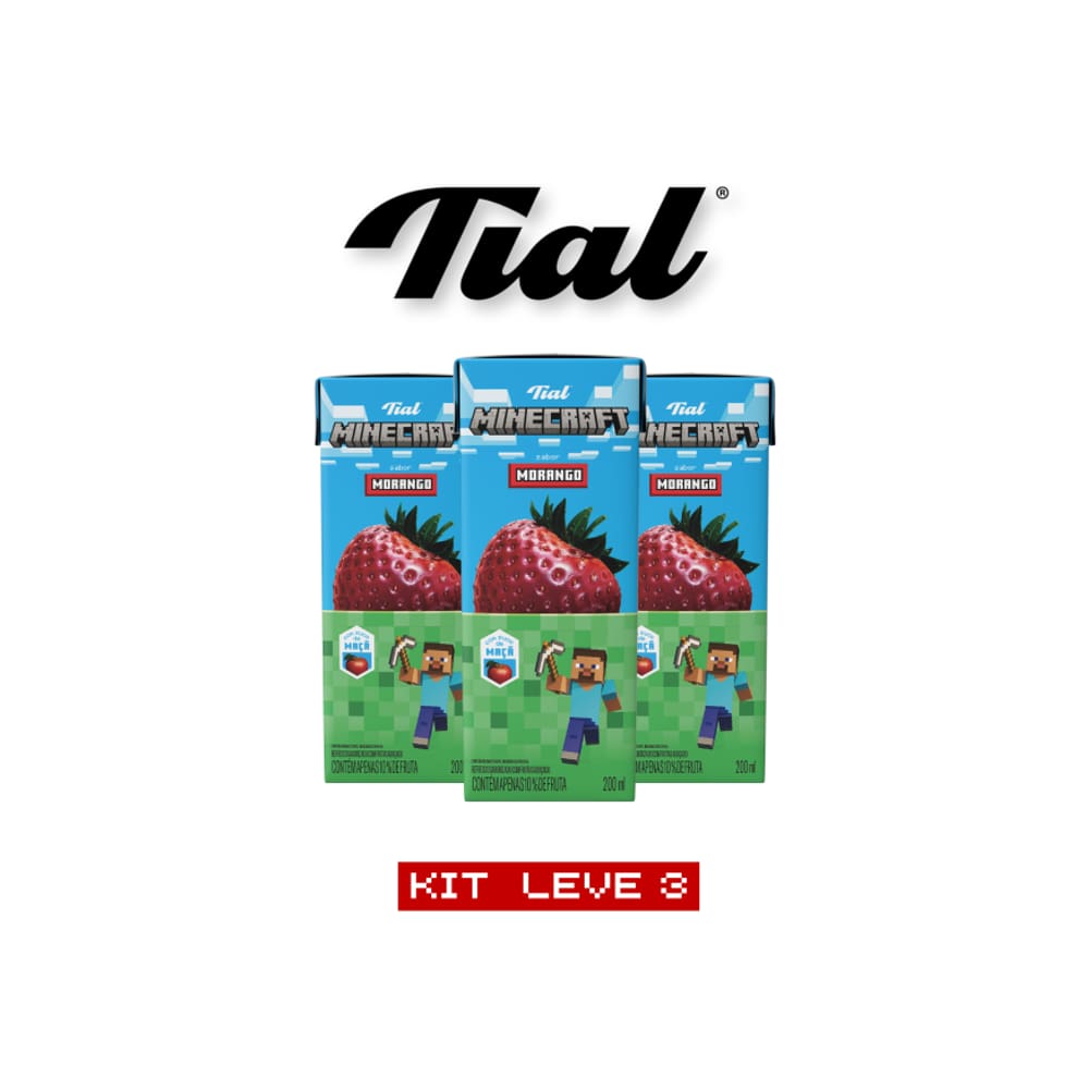 Suco Tial Minecraft Morango 200 Ml - Kit 3 Unidades