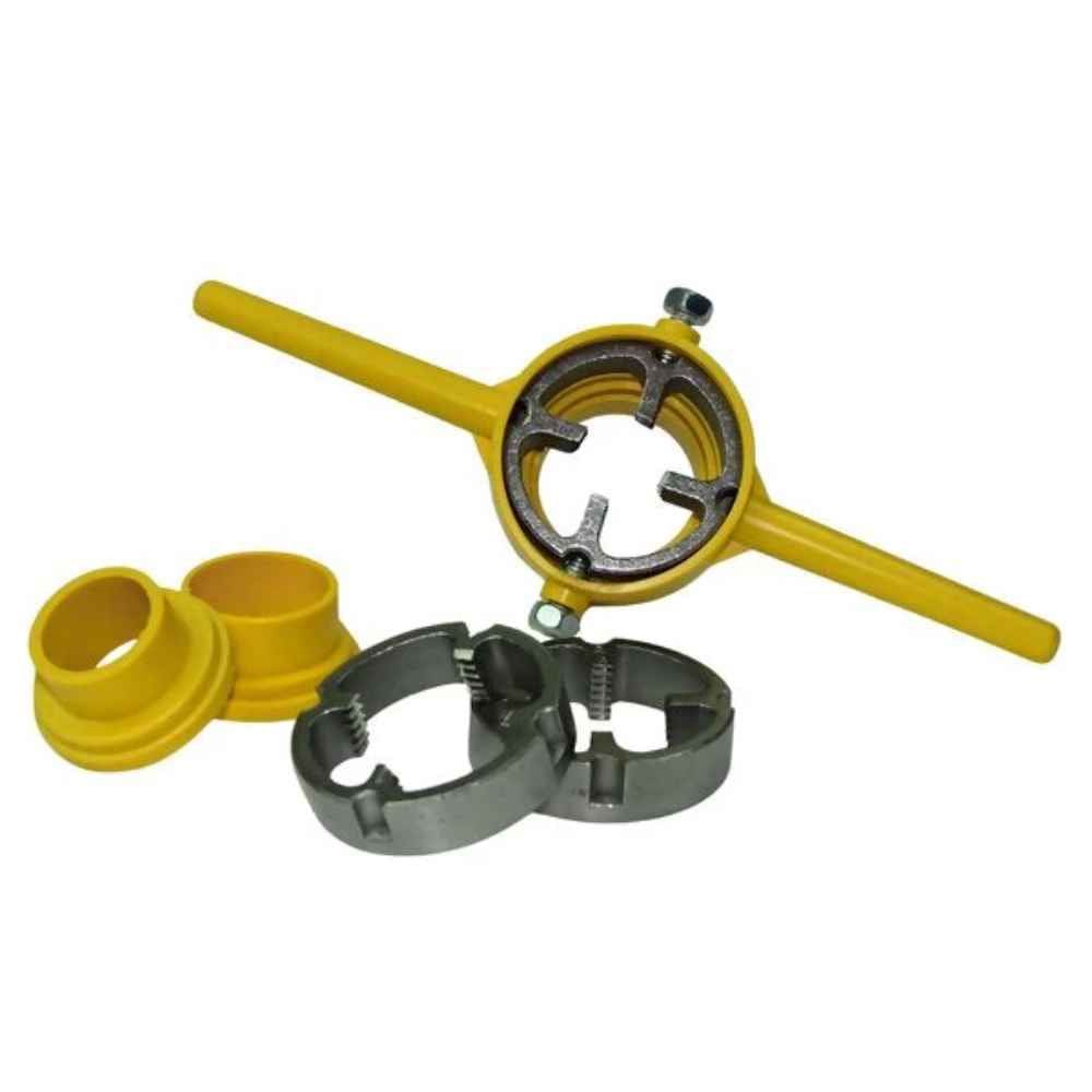 Jogo de Tarraxas para Rosca Externa em Tubos de PVC 1/2 3/4 e 1 Polegada Kit com 6 Peças Cossinetes e Guias Padrão BSP