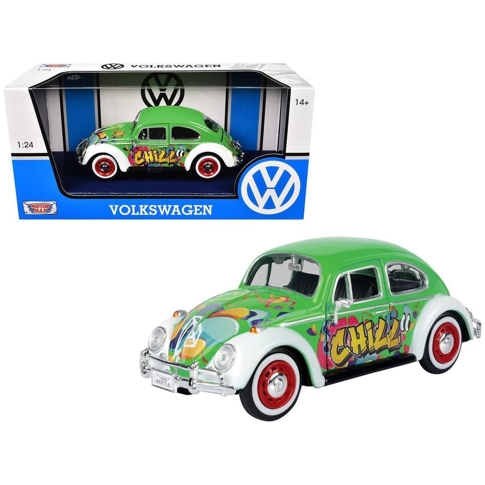 Modelo Diecast Motormax 1966 Volkswagen Beetle em escala 1:24