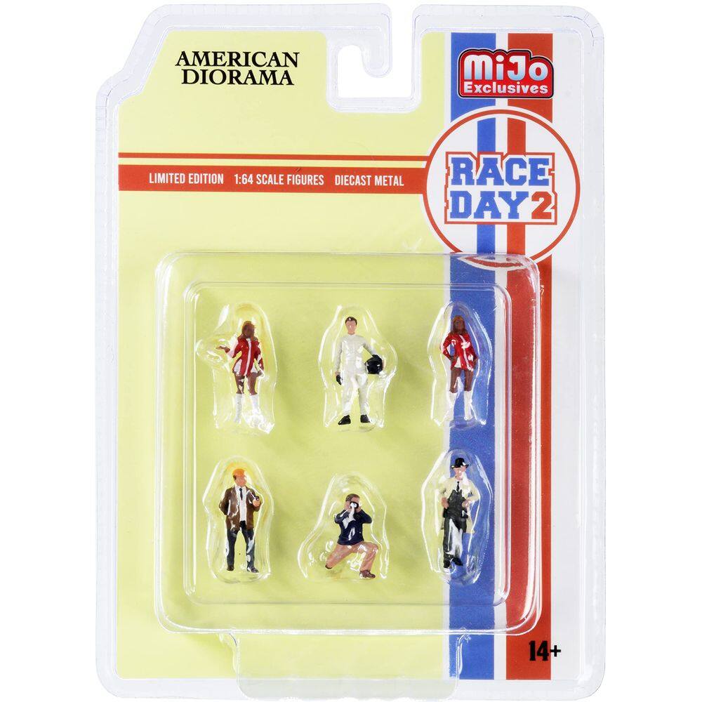 Conjunto de Figuras Diecast American Diorama Race Day 2 - 6 Peças