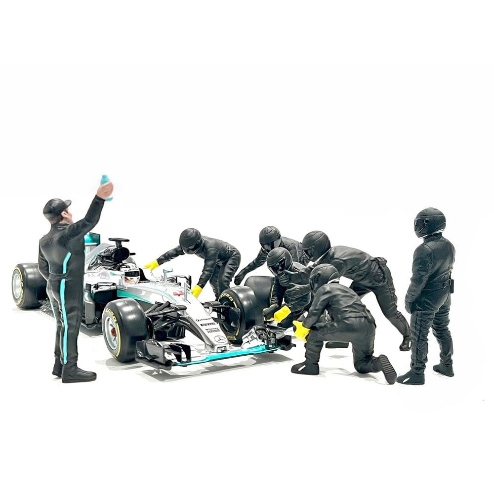 Conjunto de Figuras American Diorama Equipe de Box F1 Escala 1:18 7 peças