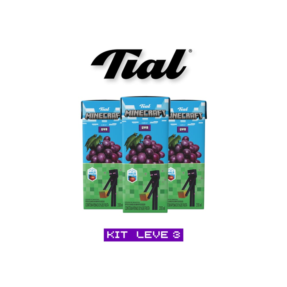 Suco Tial Minecraft Uva 200 Ml - Kit 3 Unidades