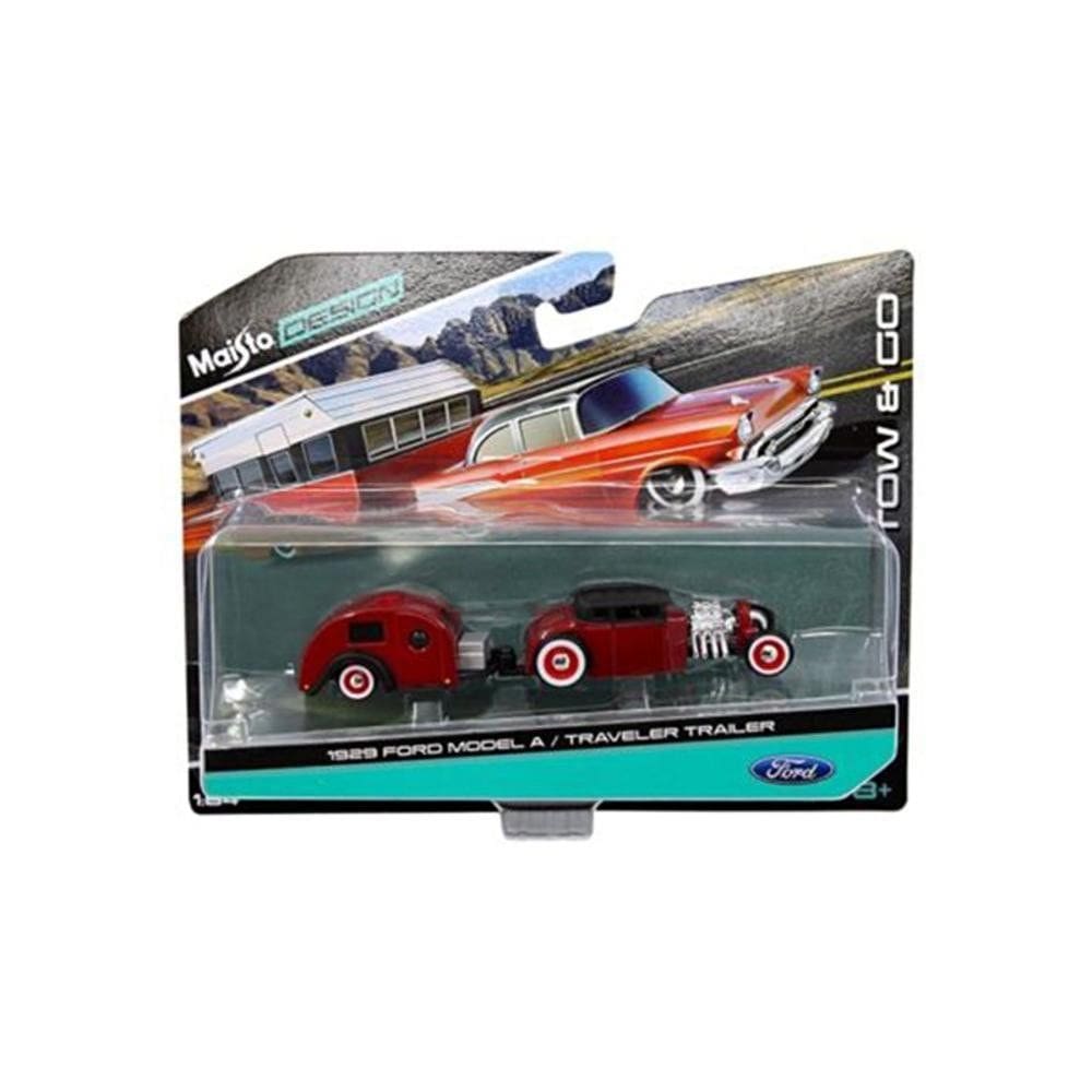 Modelo Diecast Maisto 1941 Willys Preto Fosco com Reboque