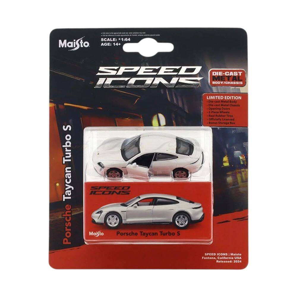 Ícones de velocidade de carros fundidos sob pressão Porche Taycan Turbo S escala 1:64