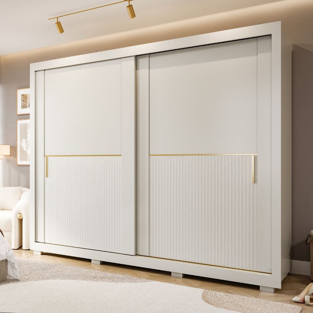 Guarda Roupa Casal 2 Portas de Correr com Pes Em MDF Clarice Panan Moveis