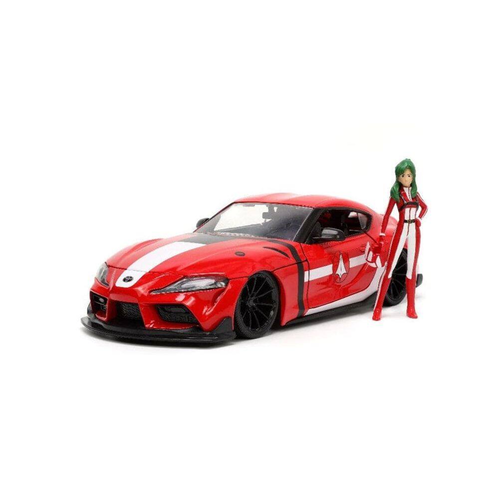 Carro fundido Jada Toys Robotech 2020 Toyota Supra 1:24 com figura