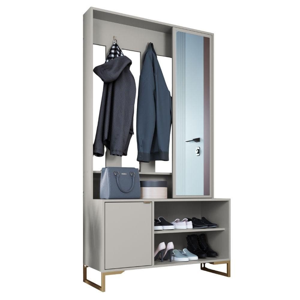 Sapateira Cabideiro Com Espelho 1 Porta 100 cm P1067 PP Milani Store