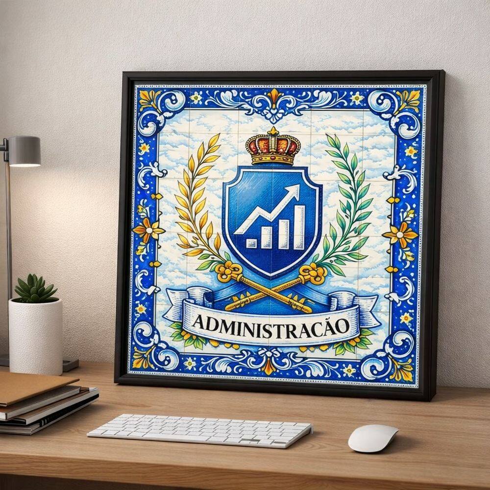 Quadro Símbolo Administração 33x33cm Mold Branca