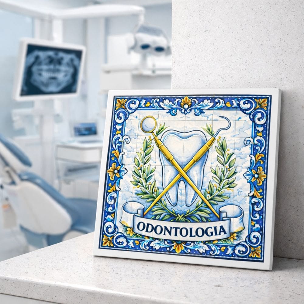 Quadro Símbolo Odontologia 33x33cm Mold Branca
