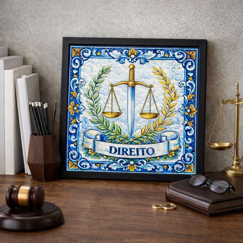 Quadro Símbolo Direito 33x33cm Mold Branca