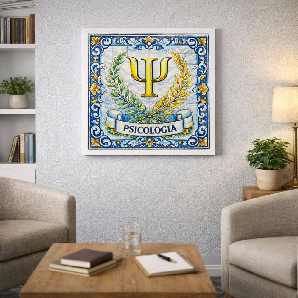 Quadro Símbolo Psicologia 33x33cm Mold Branca