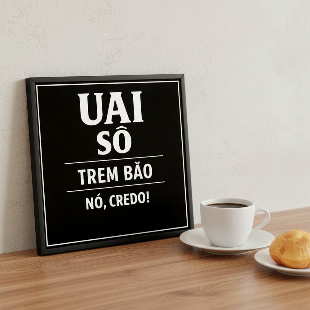 Quadro Gírias e Expressões Mineiras 33x33cm Mold Preta Vidro