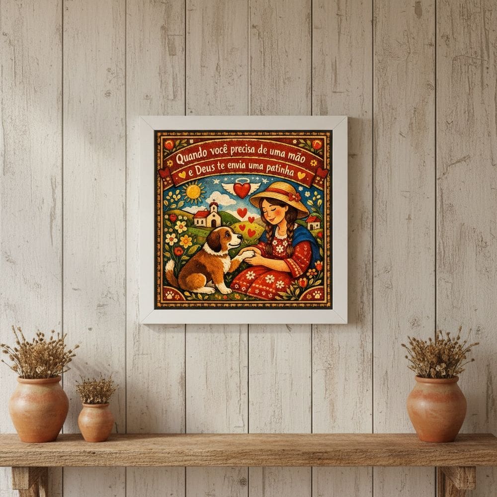 Quadro Cachorrinho Enviado Por Deus 33x33 Mold Preta Vidro