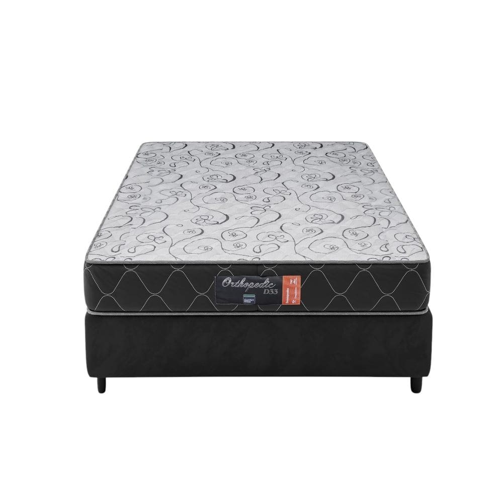 Conjunto Kit Cama Box Suede Casal com Colchão Orthopedic Comfort Prime 138x188