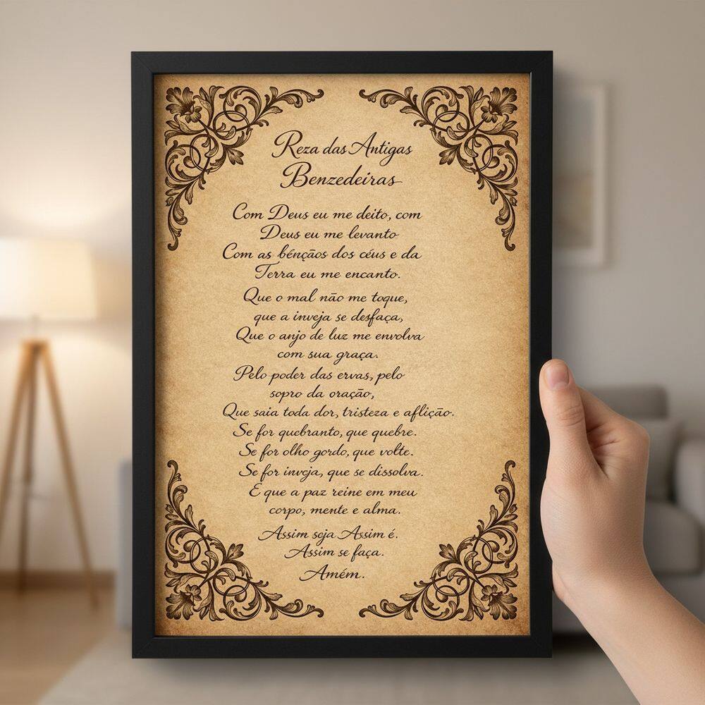 Quadro Reza Antigas Benzedeiras 24x18cm Mold Branca