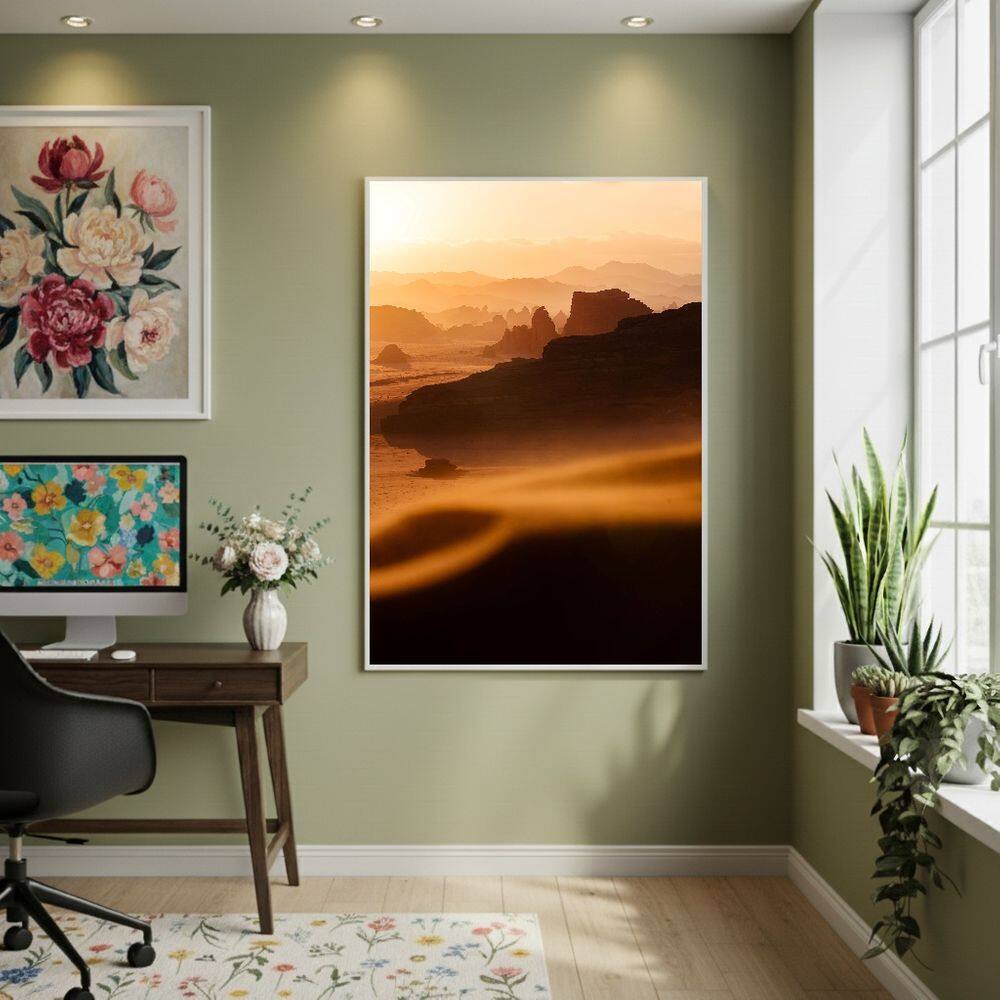 Quadro Decorativo Paisagem Atípica 70x50cm Mold Branca
