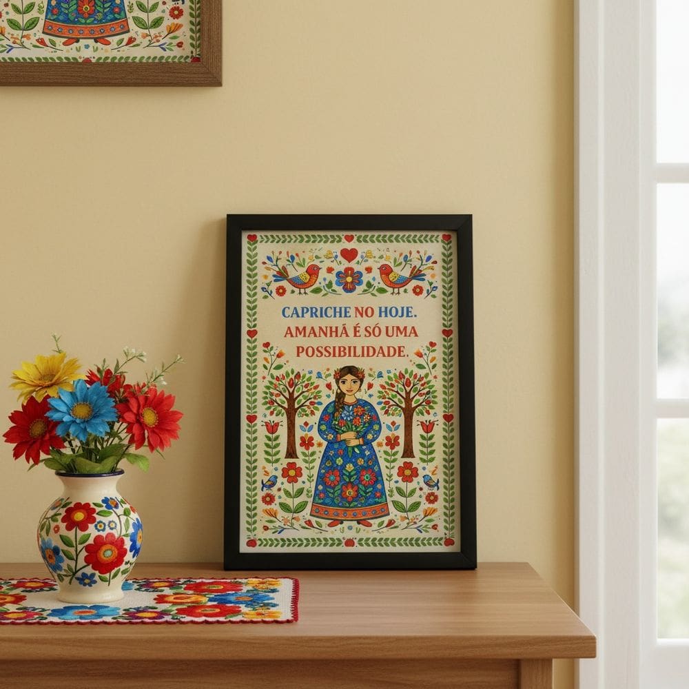 Quadro Capriche Hoje Amanhã É Só 24x18cm Mold Preta Vidro