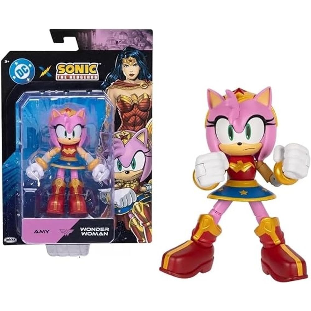 Sonic e DC Liga da Justiça - Boneco Articulado Amy Mulher Maravilha 12cm – Sunny